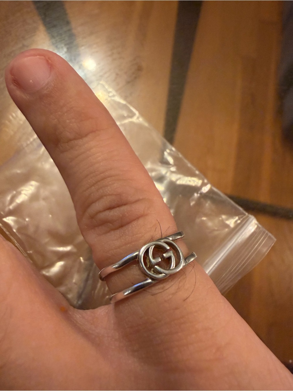 925 sterling silver Gucci Interlocking G ring featuring the iconic GG logo
